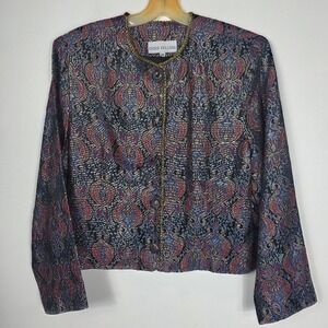Vintage Chris Kellogg Brocade Jacquard‎ Blazer Paisley Holiday Sz 14